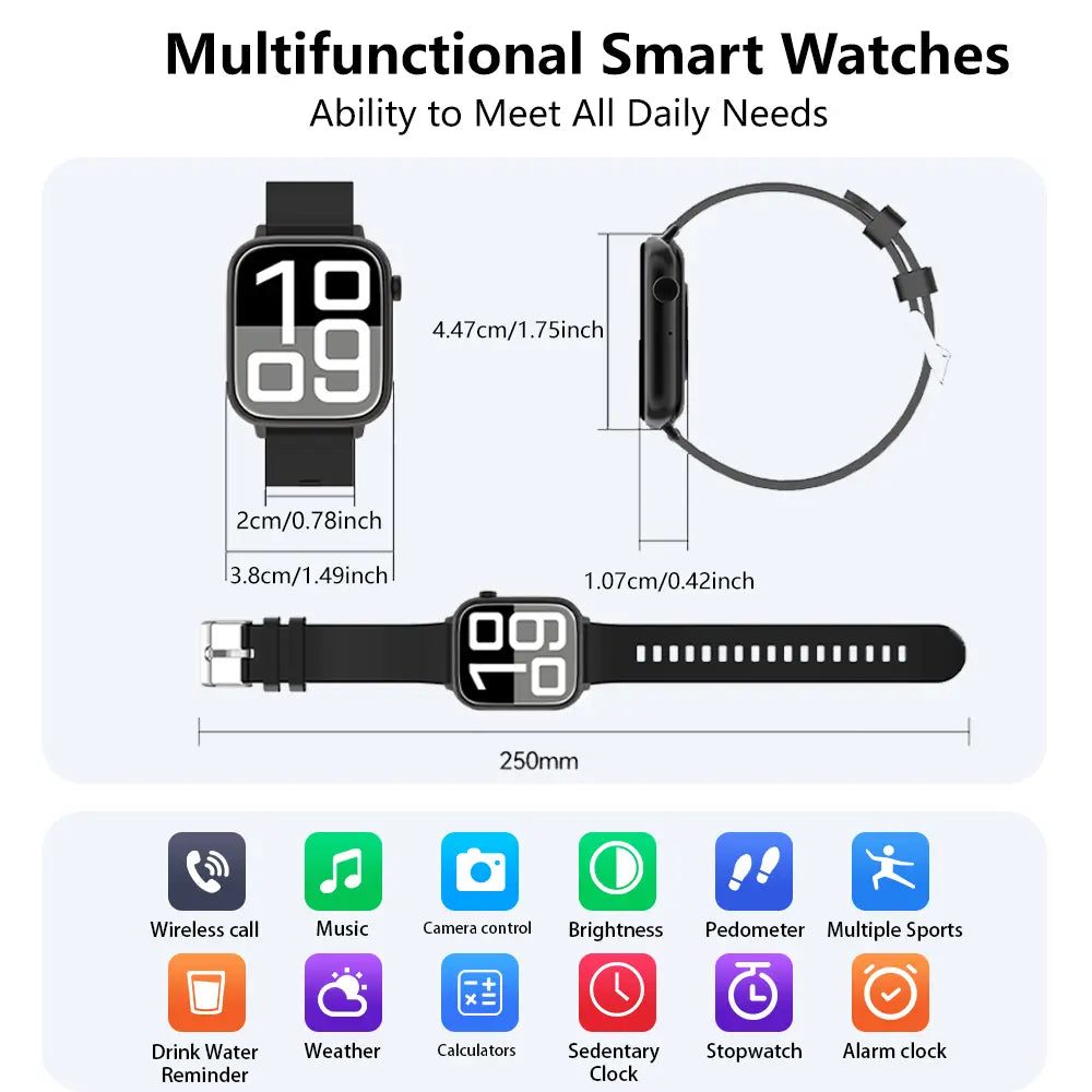 Smart Watch for Men-1.83" HD Touch Screen Smartwatch,Bluetooth Call,Ip68 Waterproof Smart Watches for Android & Iphone,Remote Capture,Smartwatch,Gift