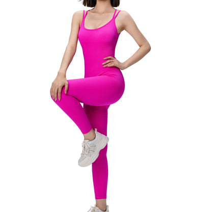 SUOVADUN 310001 Women'S Seamless Sportswear One-Piece Yoga Jumpsuit with Tummy Control Hip Lift for Daily Wear and Training Solid Color Stretchable Activewear Workout Gym Clothing