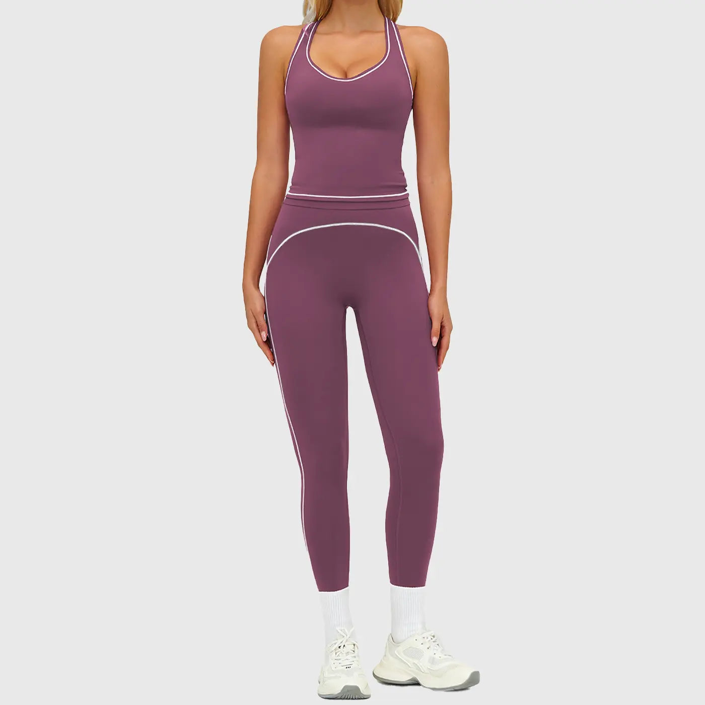 MFVIM Women’S Solid Backless Camisole Top & High-Waist Leggings Athletic Set, Sporty Comfortable Breathable Outfit for Yoga, Gym, Running, Valentine’S Day Gift for Her, Ladies Summer Sportswear