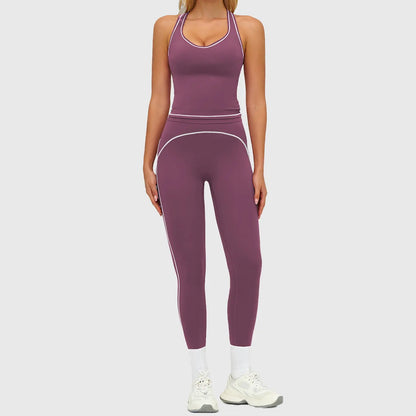 MFVIM Women’S Solid Backless Camisole Top & High-Waist Leggings Athletic Set, Sporty Comfortable Breathable Outfit for Yoga, Gym, Running, Valentine’S Day Gift for Her, Ladies Summer Sportswear