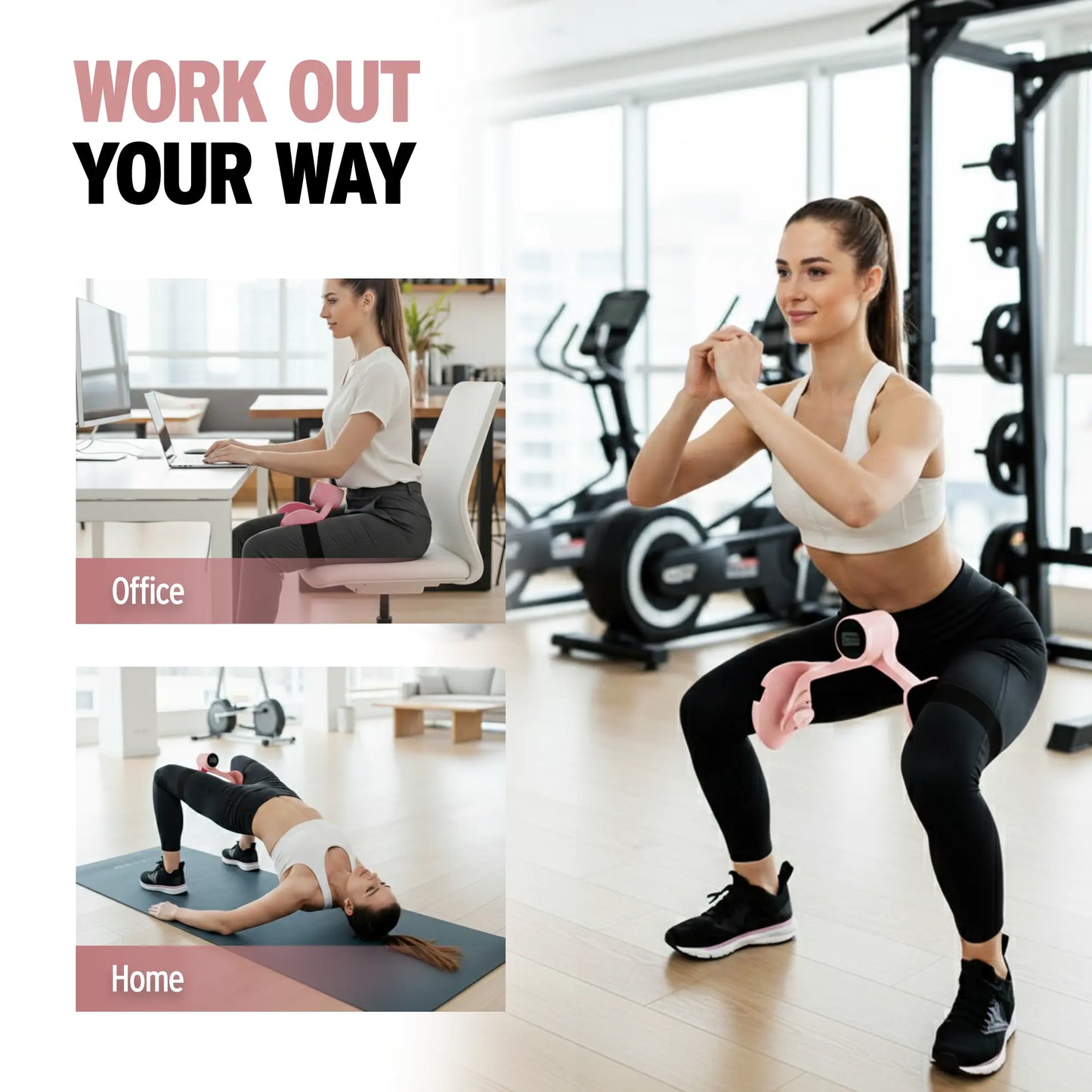 Smart Thigh Trainer for Women with Timer – Inner Thigh & Hip Exerciser, Use at Home or Sitting