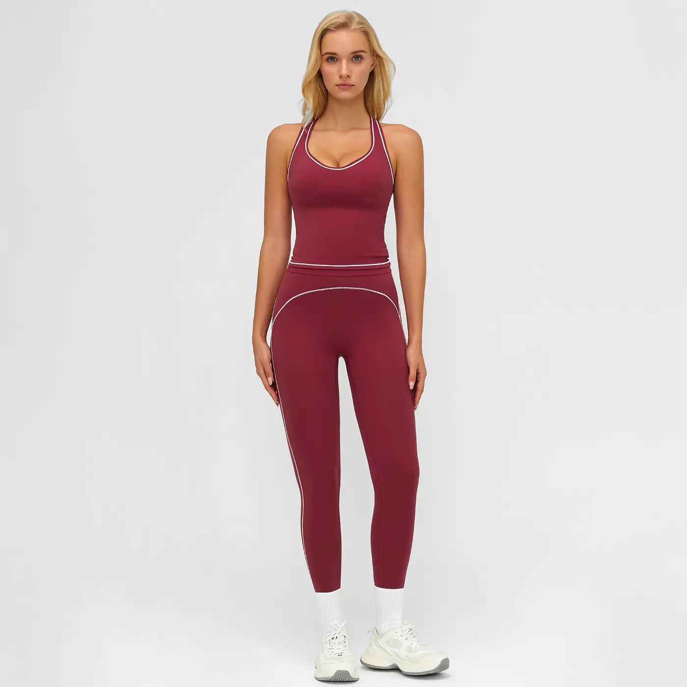 MFVIM Women’S Solid Backless Camisole Top & High-Waist Leggings Athletic Set, Sporty Comfortable Breathable Outfit for Yoga, Gym, Running, Valentine’S Day Gift for Her, Ladies Summer Sportswear