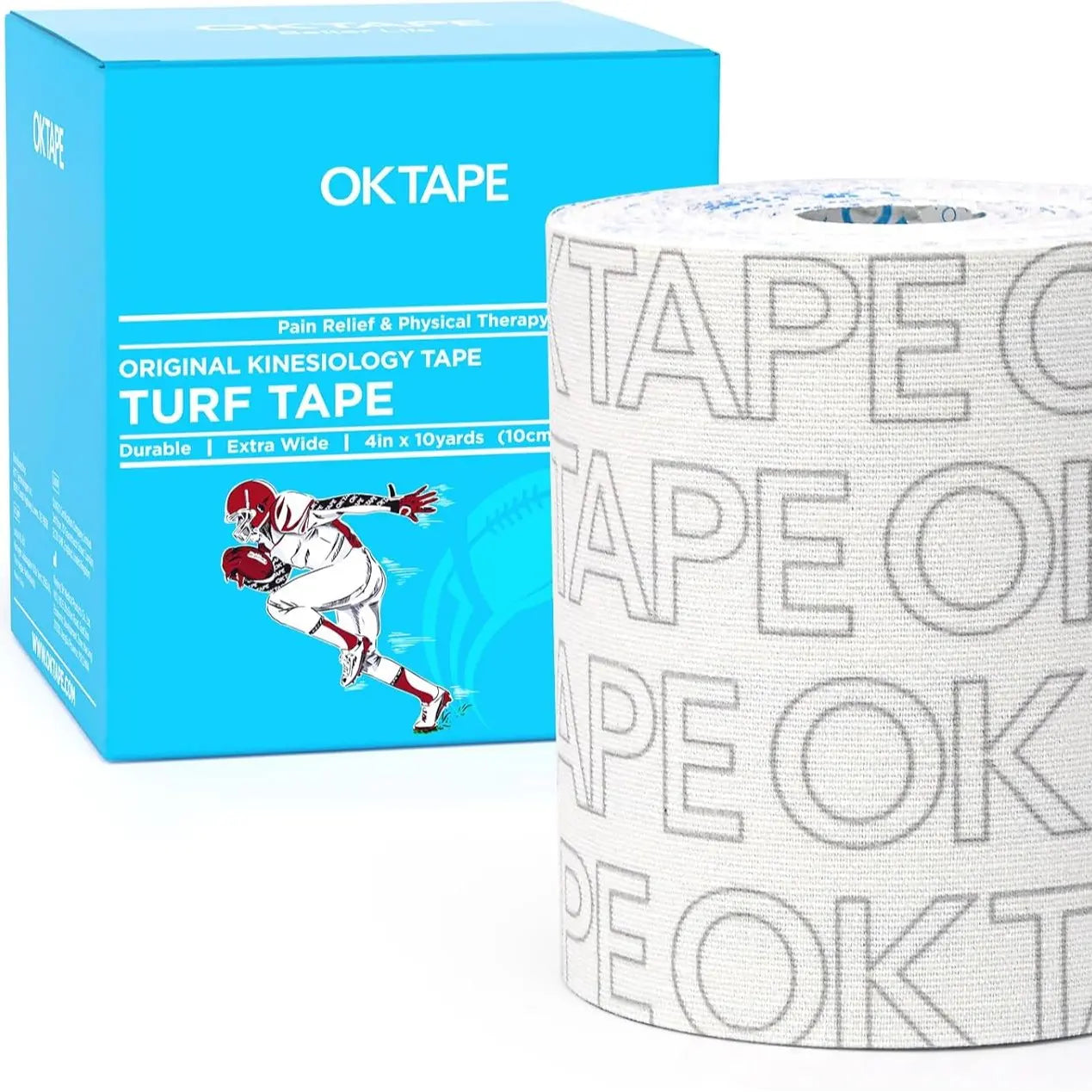 Clearance Sale OK TAPE Turf Tape Football 1 Roll, Extra Wide Kinesiology Tape, Protects Arm from Turf Burn Waterproof Flexible Super Sticky Athletic Tape (4 Inch X 30 Feet) Chestbinding Elbow Wraps