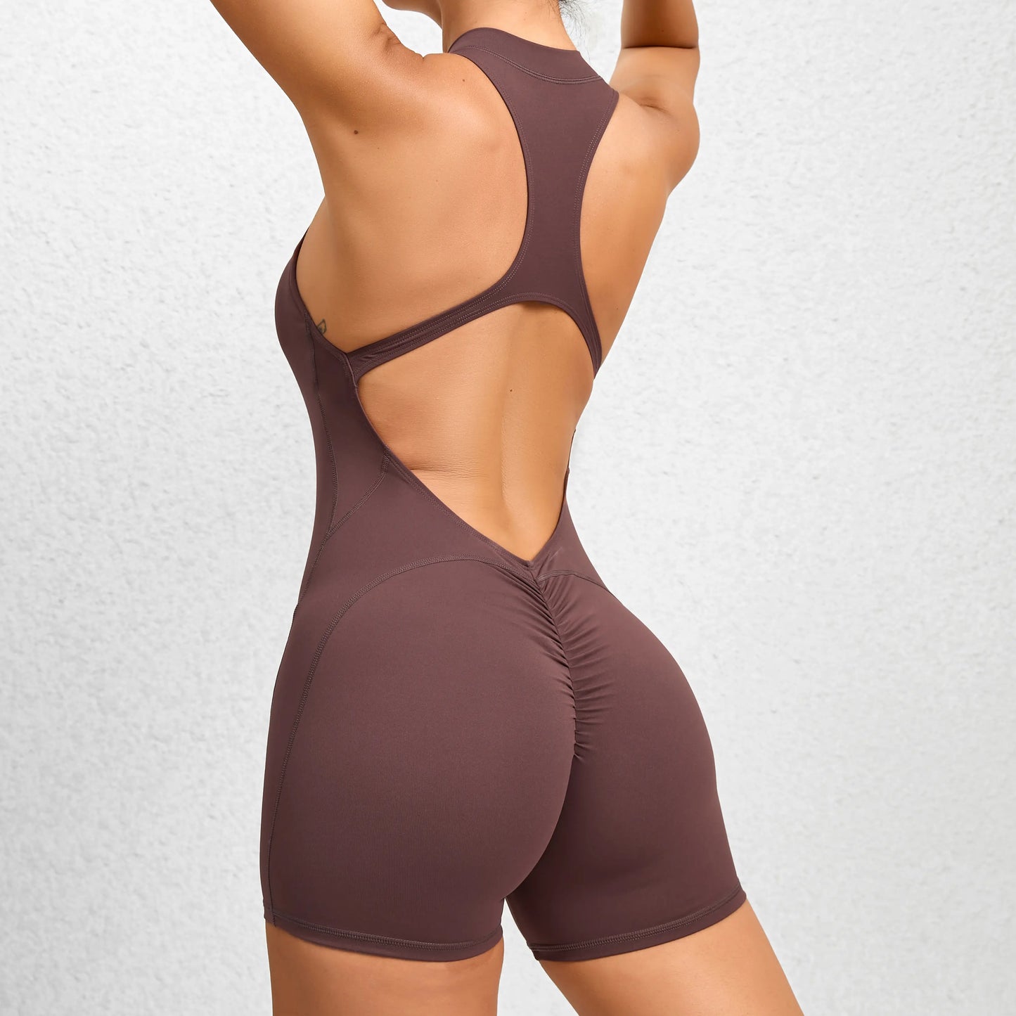 Tight-Fitting Zipper Sports Yoga Bodysuit - Soft Stretch, Quick-Drying, Peach Buttocks Sculpting All-In-1 - Athletic Training Apparel, Fitness Sport Outfits, Solid Color Jumpsuit, Workout Gym Clothing, Multi-Size for Gym & Daily Wear