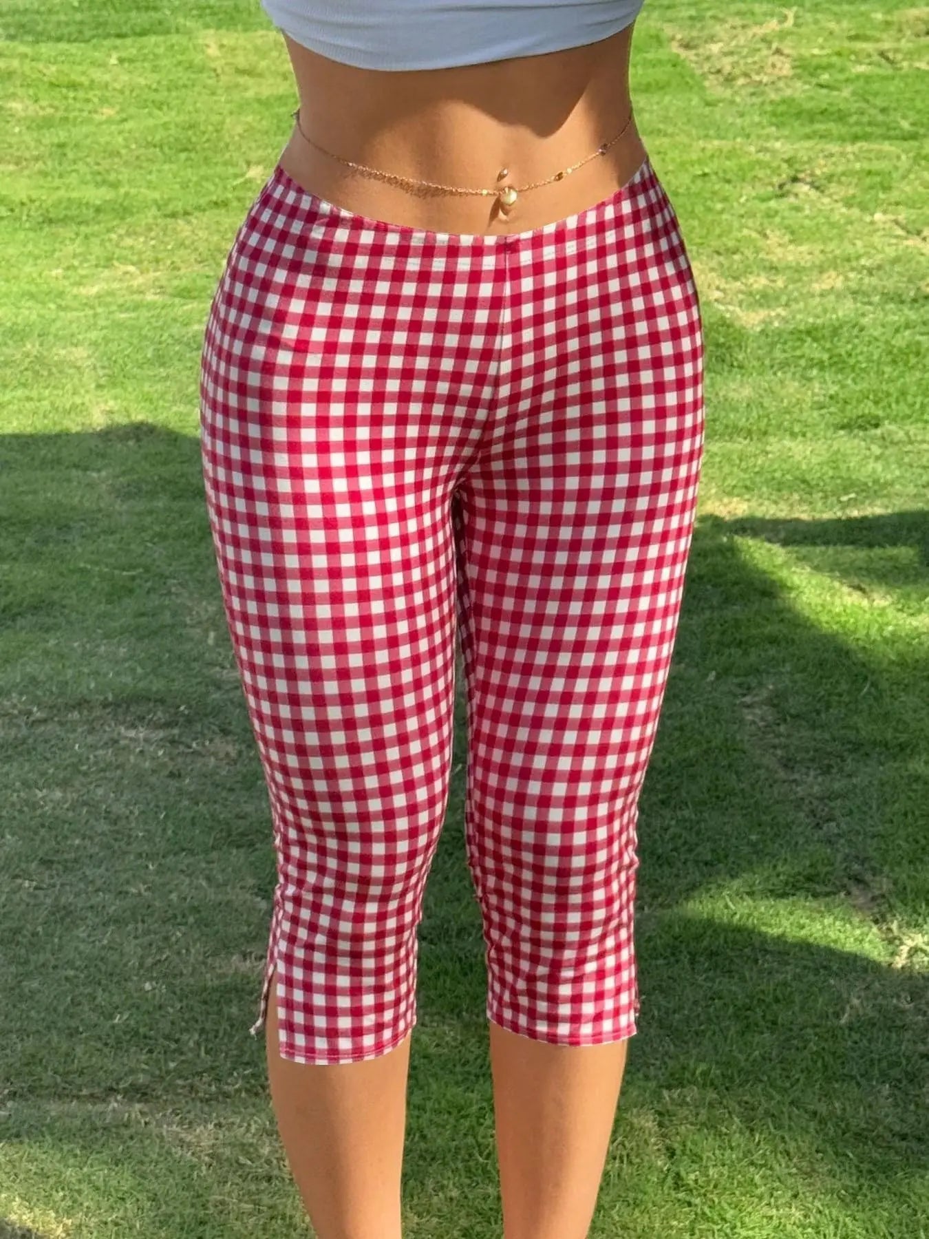 Women'S Stretch Knee-Length Slim-Fit Pants, Breathable Split-Hem Athletic Bottoms, Ideal for Fitness, Running, Yoga and Daily Casual Wear.