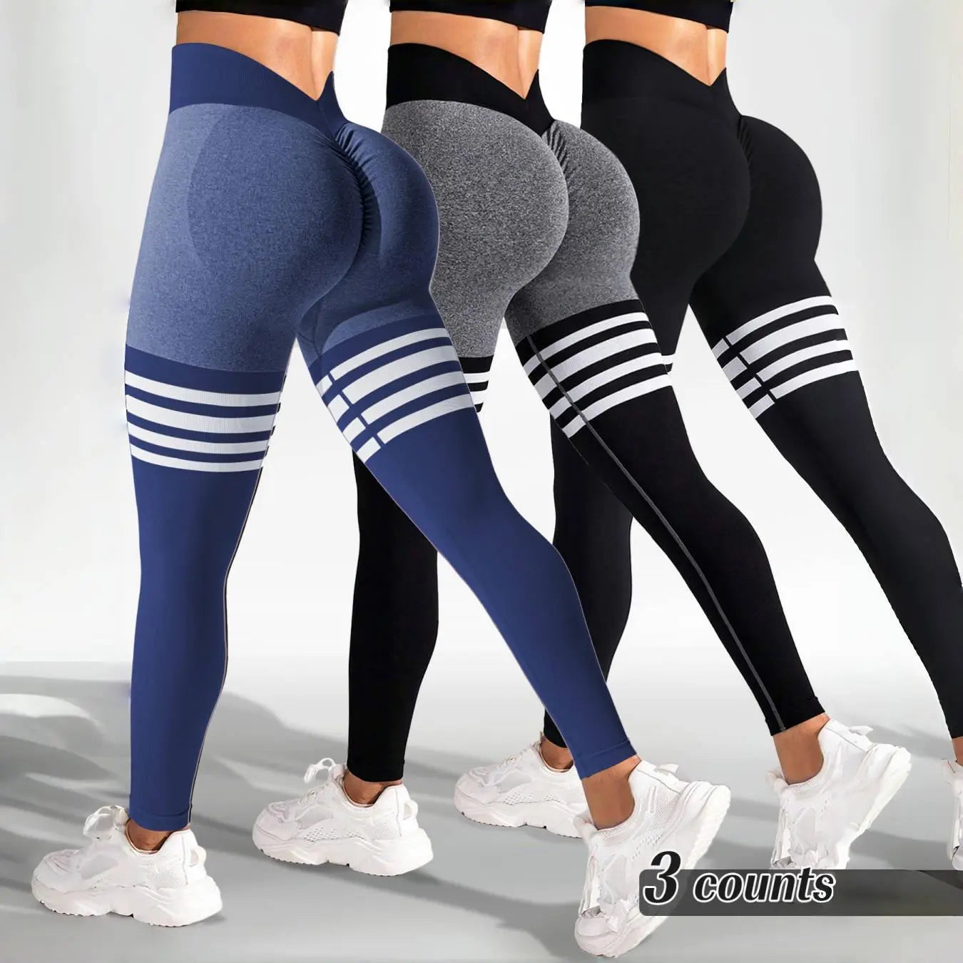 Hijesse Women'S 3 Pack High Waist Seamless Yoga Leggings, Butt Lifting Tummy Control Workout Pants, Stretch Athletic Gym Running Leggings for Daily Sports
