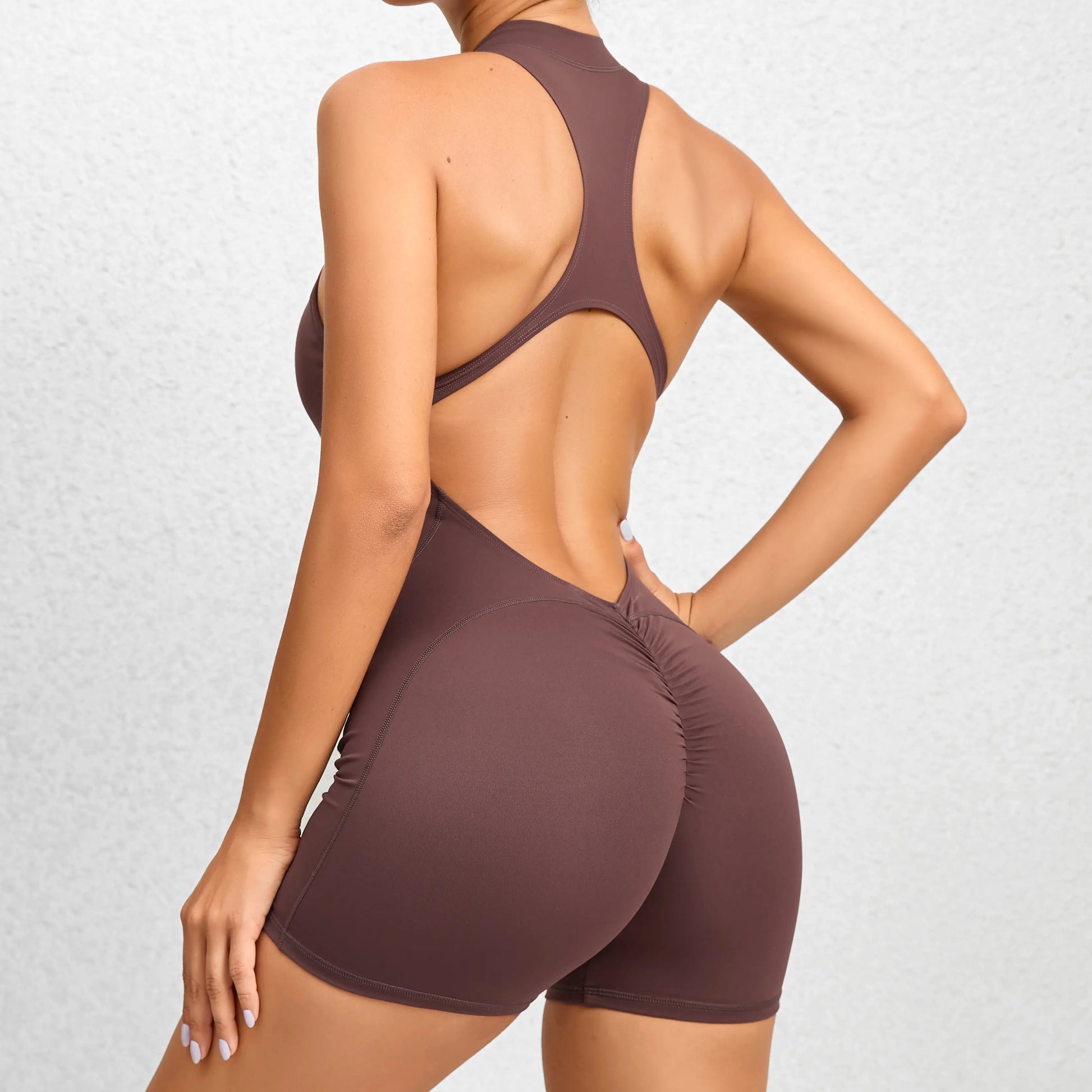 Tight-Fitting Zipper Sports Yoga Bodysuit - Soft Stretch, Quick-Drying, Peach Buttocks Sculpting All-In-1 - Athletic Training Apparel, Fitness Sport Outfits, Solid Color Jumpsuit, Workout Gym Clothing, Multi-Size for Gym & Daily Wear