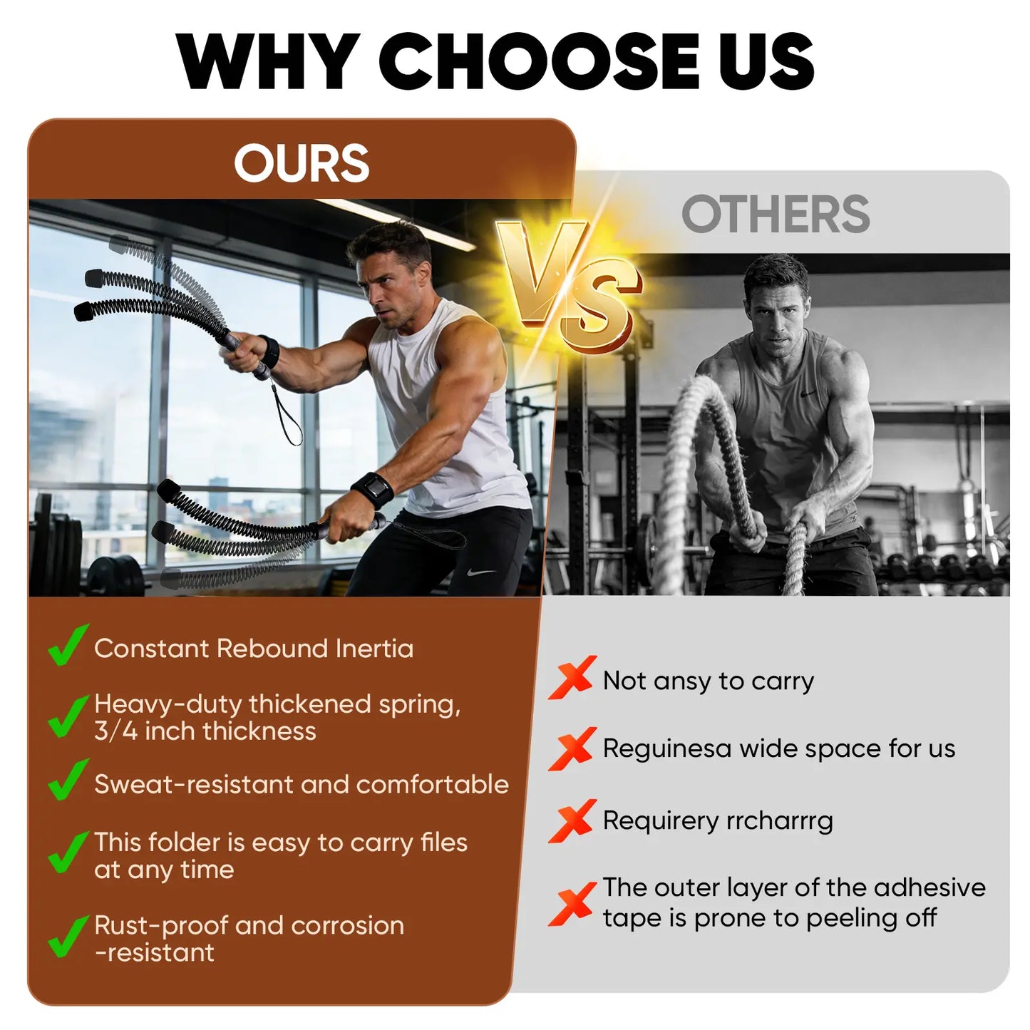 Winstao Cordless Battle Ropes for Home Gym - Cordless Training Rope Fitness Equipment for Men & Women, Weighted Workout Ropes for Hiit,Portable Exercise Battle Rope for Women & Men, Indoor & Outdoor Workoutsa