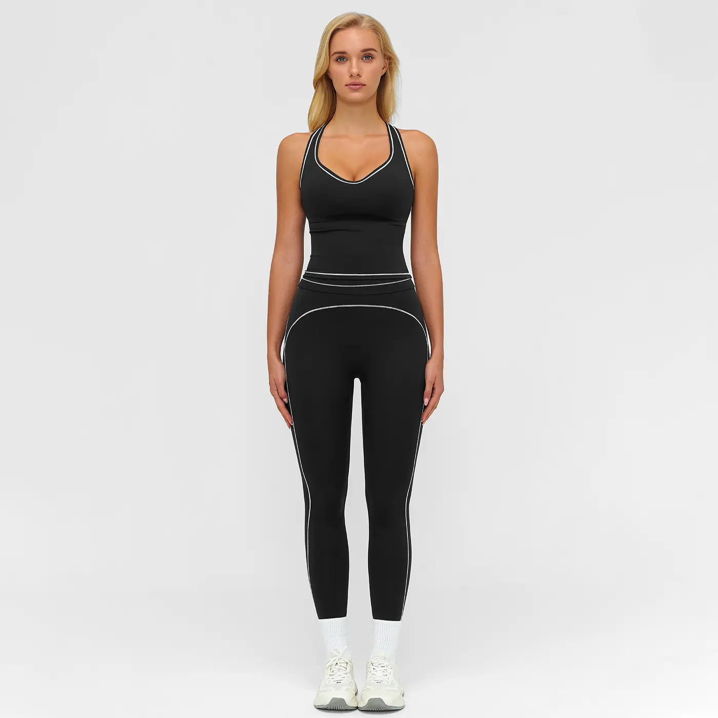 MFVIM Women’S Solid Backless Camisole Top & High-Waist Leggings Athletic Set, Sporty Comfortable Breathable Outfit for Yoga, Gym, Running, Valentine’S Day Gift for Her, Ladies Summer Sportswear