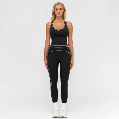 MFVIM Women’S Solid Backless Camisole Top & High-Waist Leggings Athletic Set, Sporty Comfortable Breathable Outfit for Yoga, Gym, Running, Valentine’S Day Gift for Her, Ladies Summer Sportswear