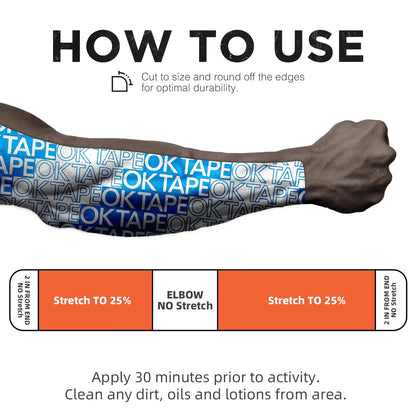 Clearance Sale OK TAPE Turf Tape Football 1 Roll, Extra Wide Kinesiology Tape, Protects Arm from Turf Burn Waterproof Flexible Super Sticky Athletic Tape (4 Inch X 30 Feet) Chestbinding Elbow Wraps