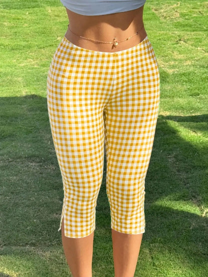 Women'S Stretch Knee-Length Slim-Fit Pants, Breathable Split-Hem Athletic Bottoms, Ideal for Fitness, Running, Yoga and Daily Casual Wear.