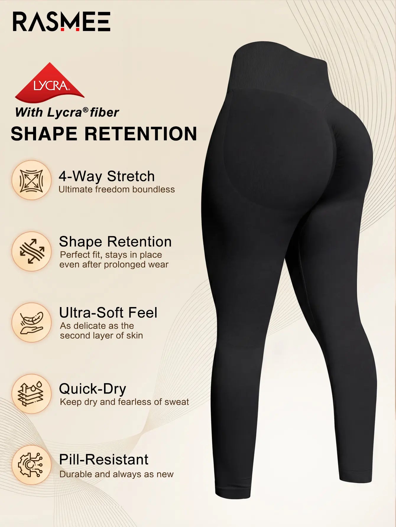 Rasmee Lycra Seamless Yoga Pants for Women, Supportive High-Waisted Tummy Control Leggings,Buttery Soft Stretchy Workout Tights, Sculpting Shapewear Fitness Leggings, Elasticity Slim Fit Gym Outfits, Athleisure Sporty Style Tights