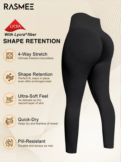 Rasmee Lycra Seamless Yoga Pants for Women, Supportive High-Waisted Tummy Control Leggings,Buttery Soft Stretchy Workout Tights, Sculpting Shapewear Fitness Leggings, Elasticity Slim Fit Gym Outfits, Athleisure Sporty Style Tights