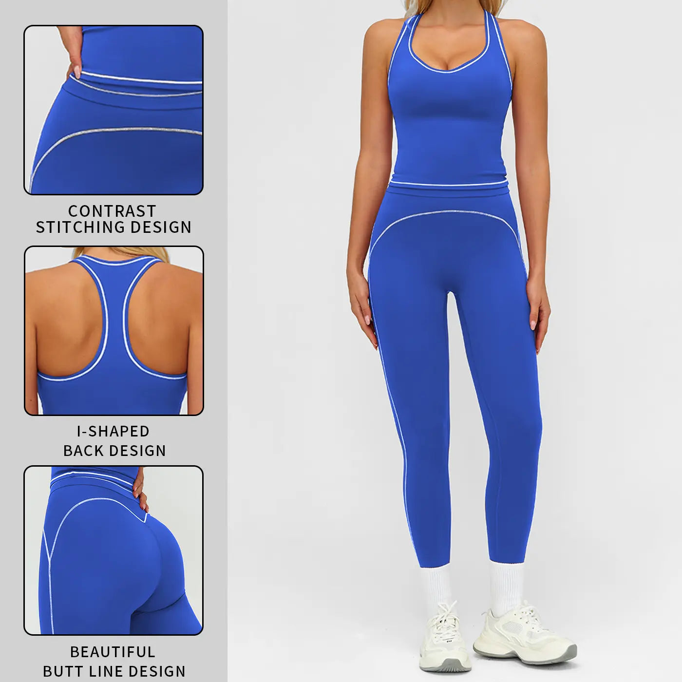 MFVIM Women’S Solid Backless Camisole Top & High-Waist Leggings Athletic Set, Sporty Comfortable Breathable Outfit for Yoga, Gym, Running, Valentine’S Day Gift for Her, Ladies Summer Sportswear