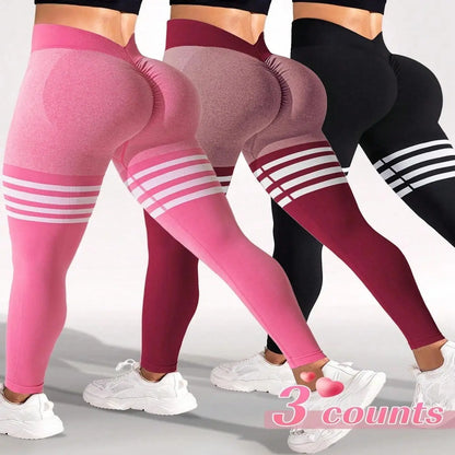 Hijesse Women'S 3 Pack High Waist Seamless Yoga Leggings, Butt Lifting Tummy Control Workout Pants, Stretch Athletic Gym Running Leggings for Daily Sports