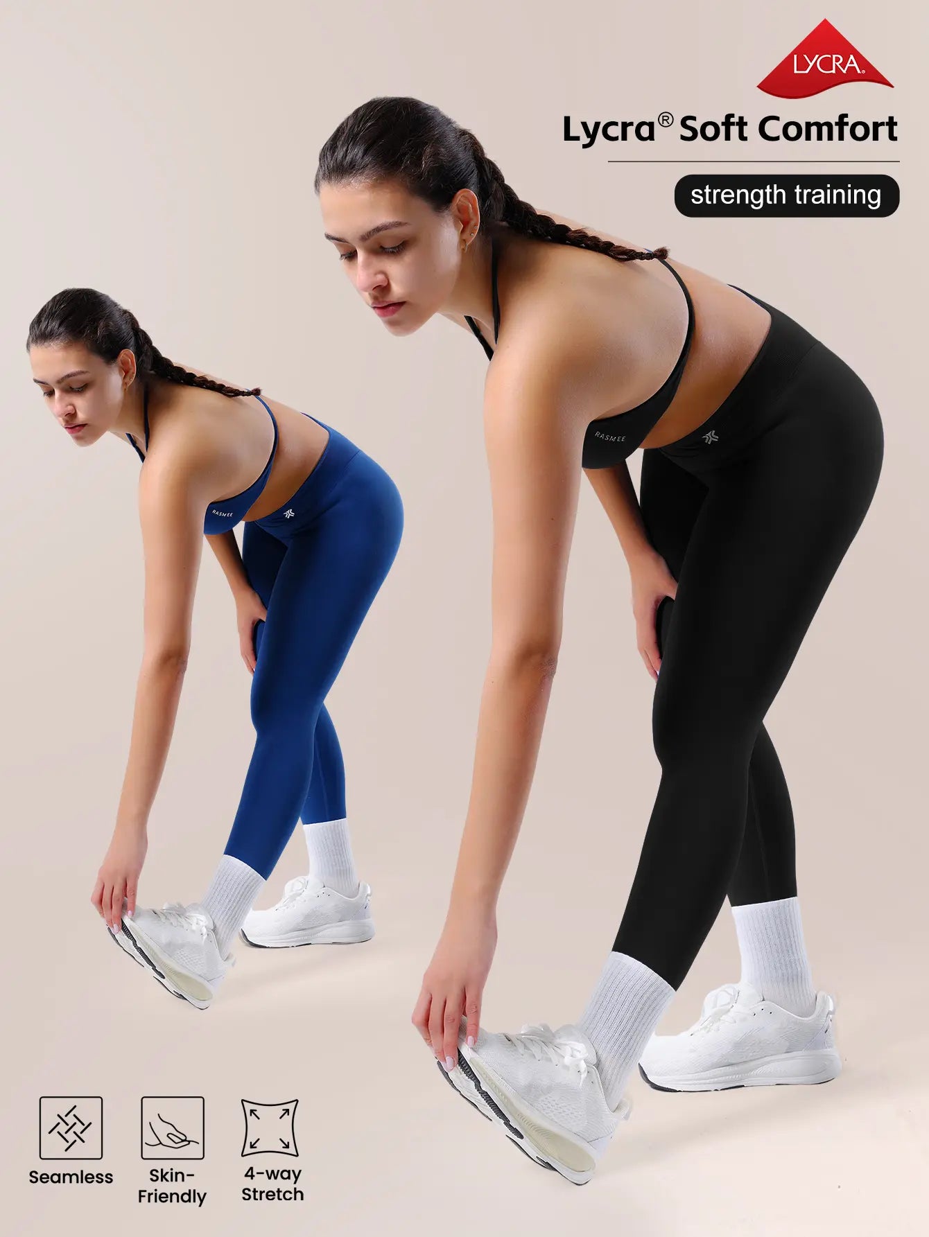 Rasmee Lycra Seamless Yoga Pants for Women, Supportive High-Waisted Tummy Control Leggings,Buttery Soft Stretchy Workout Tights, Sculpting Shapewear Fitness Leggings, Elasticity Slim Fit Gym Outfits, Athleisure Sporty Style Tights