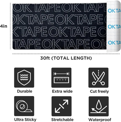 Clearance Sale OK TAPE Turf Tape Football 1 Roll, Extra Wide Kinesiology Tape, Protects Arm from Turf Burn Waterproof Flexible Super Sticky Athletic Tape (4 Inch X 30 Feet) Chestbinding Elbow Wraps