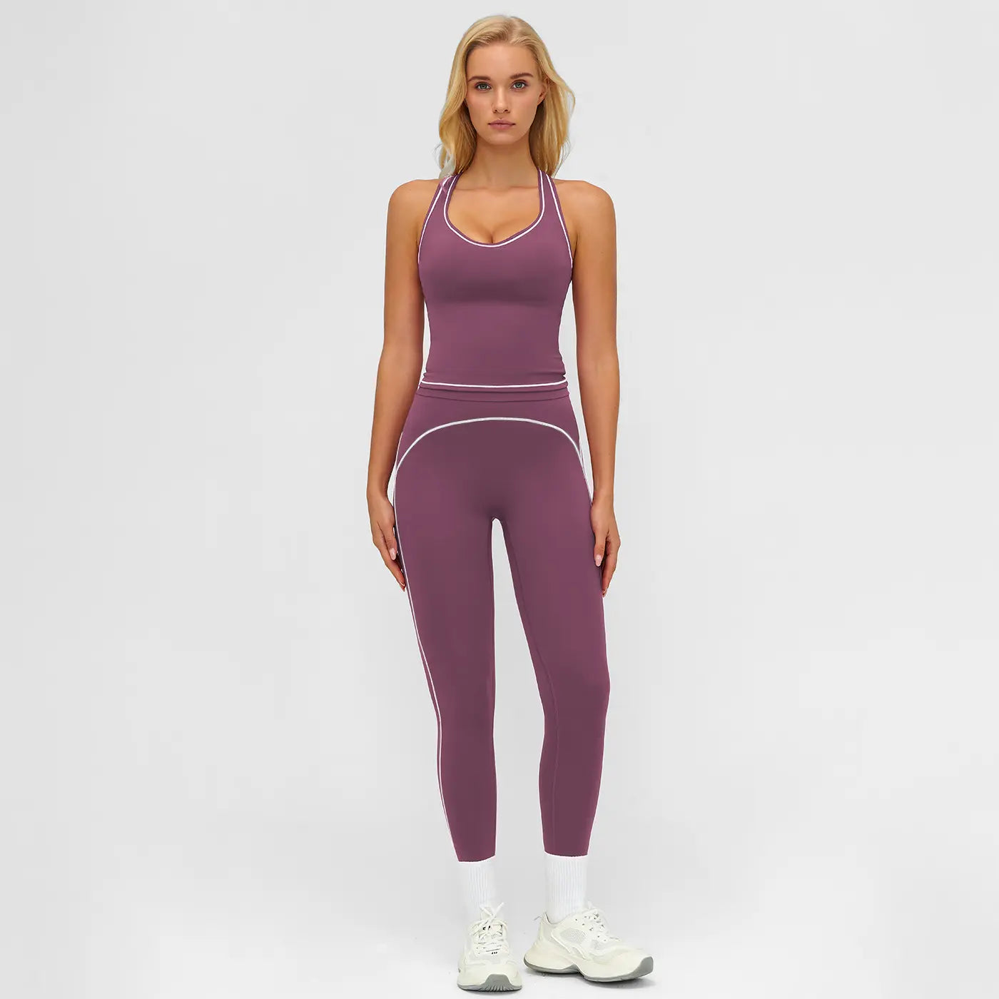 MFVIM Women’S Solid Backless Camisole Top & High-Waist Leggings Athletic Set, Sporty Comfortable Breathable Outfit for Yoga, Gym, Running, Valentine’S Day Gift for Her, Ladies Summer Sportswear