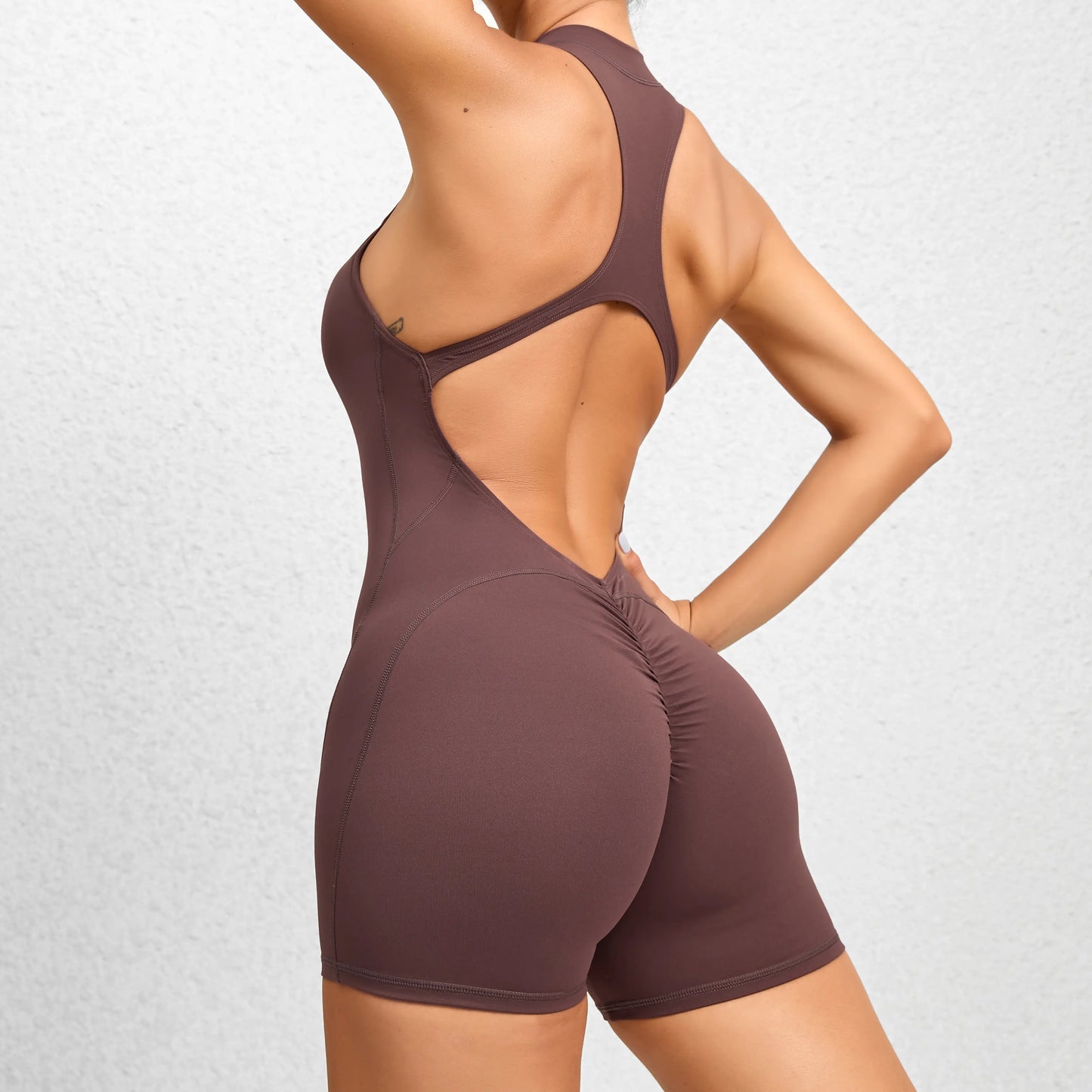 Tight-Fitting Zipper Sports Yoga Bodysuit - Soft Stretch, Quick-Drying, Peach Buttocks Sculpting All-In-1 - Athletic Training Apparel, Fitness Sport Outfits, Solid Color Jumpsuit, Workout Gym Clothing, Multi-Size for Gym & Daily Wear