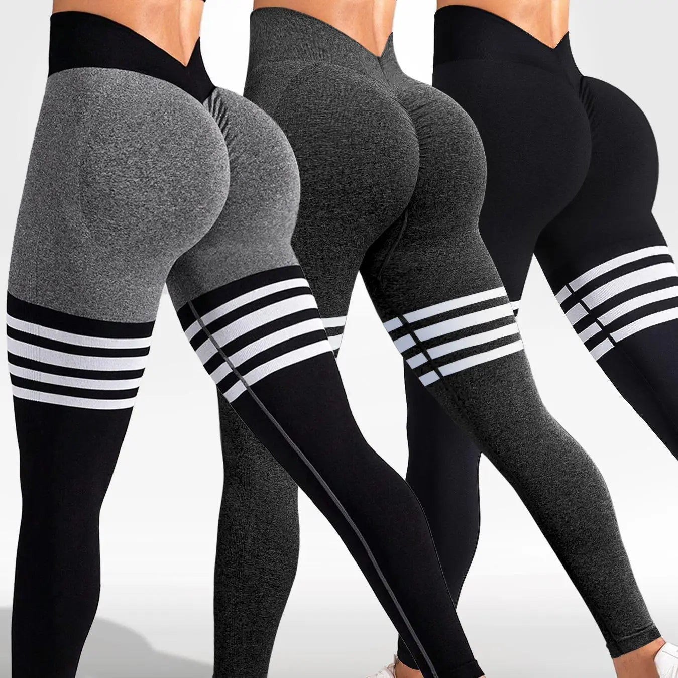 Hijesse Women'S 3 Pack High Waist Seamless Yoga Leggings, Butt Lifting Tummy Control Workout Pants, Stretch Athletic Gym Running Leggings for Daily Sports