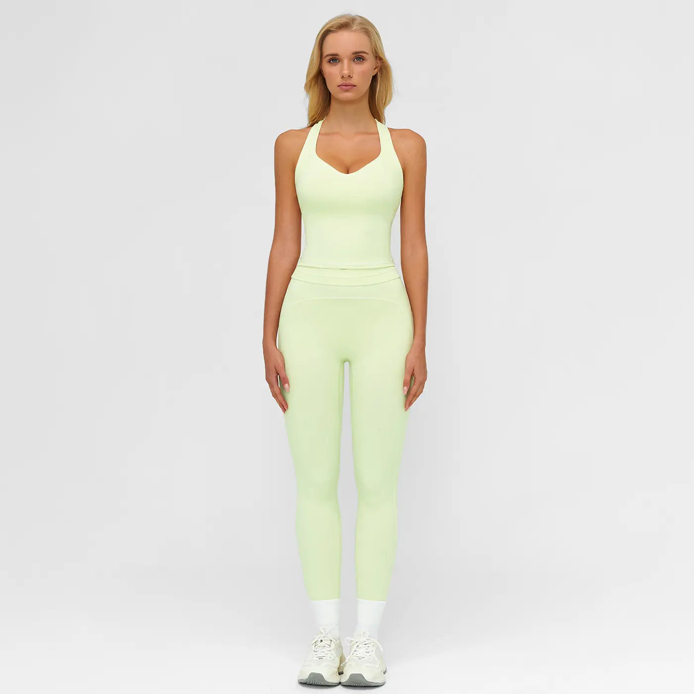 MFVIM Women’S Solid Backless Camisole Top & High-Waist Leggings Athletic Set, Sporty Comfortable Breathable Outfit for Yoga, Gym, Running, Valentine’S Day Gift for Her, Ladies Summer Sportswear