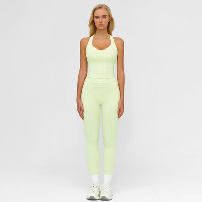 MFVIM Women’S Solid Backless Camisole Top & High-Waist Leggings Athletic Set, Sporty Comfortable Breathable Outfit for Yoga, Gym, Running, Valentine’S Day Gift for Her, Ladies Summer Sportswear