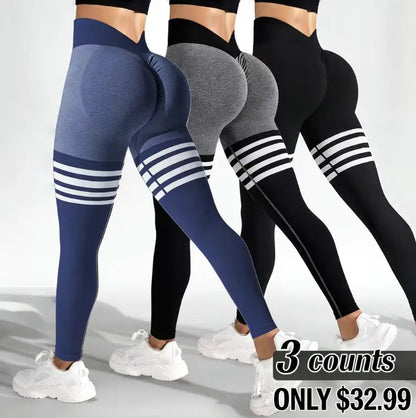 Hijesse Women'S 3 Pack High Waist Seamless Yoga Leggings, Butt Lifting Tummy Control Workout Pants, Stretch Athletic Gym Running Leggings for Daily Sports